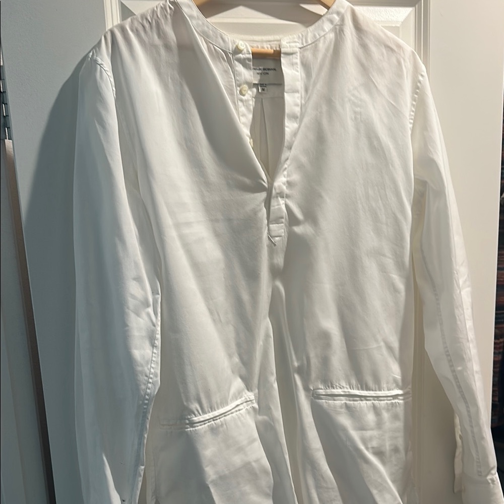 Public School White collarless dress shirt